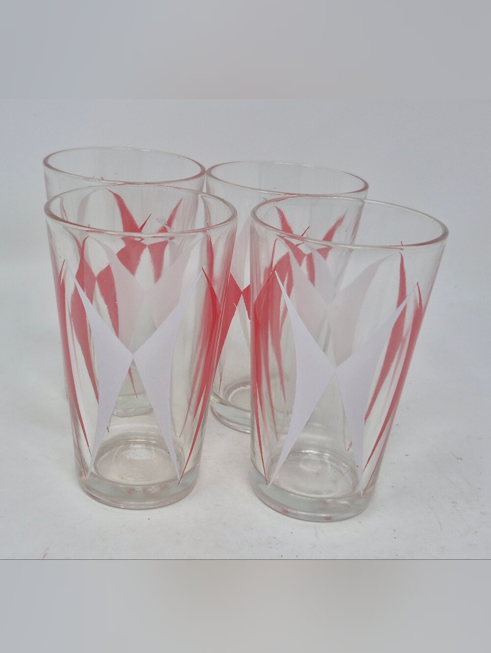 MCM Style Drinking Glasses Red And White Pattern